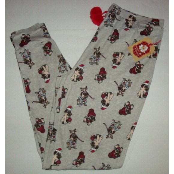Santa's Treasures Women's Sleep Pajama Lounge Joggers X-mas English Bull Dog M - Picture 1 of 3